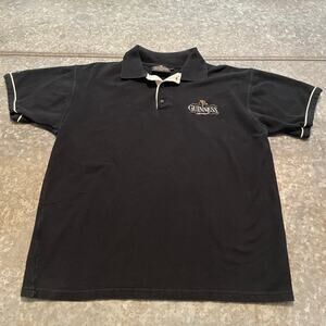 Guinness Is Great Draught Embroidered Polo Shirt Mens XL Black Classic Vintage